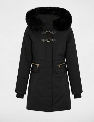 parka droite mi longue noir femme Parka droite mi-longue noir femme