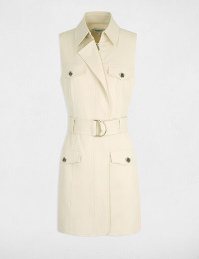 Getailleerde jurk met ritssluiting licht beige vrouw