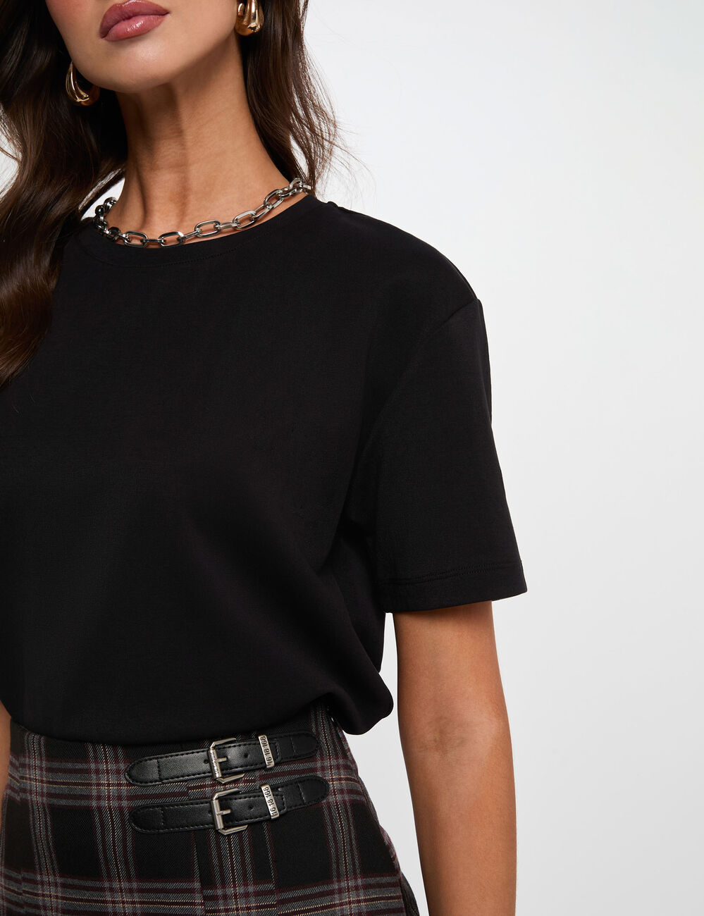 T-shirt col rond noir femme