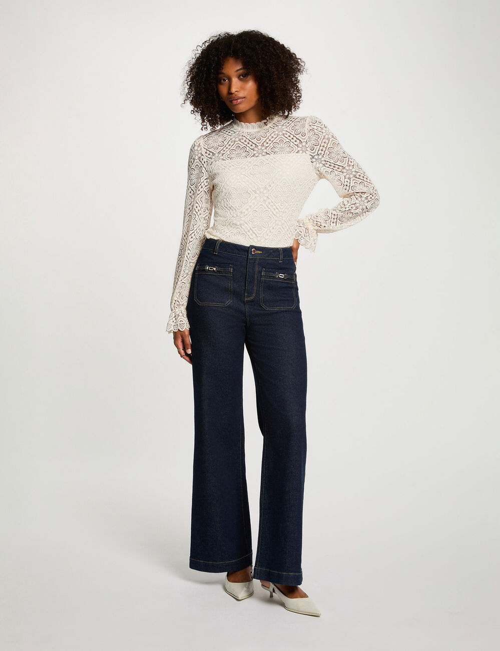 T-shirt manches longues ivoire femme