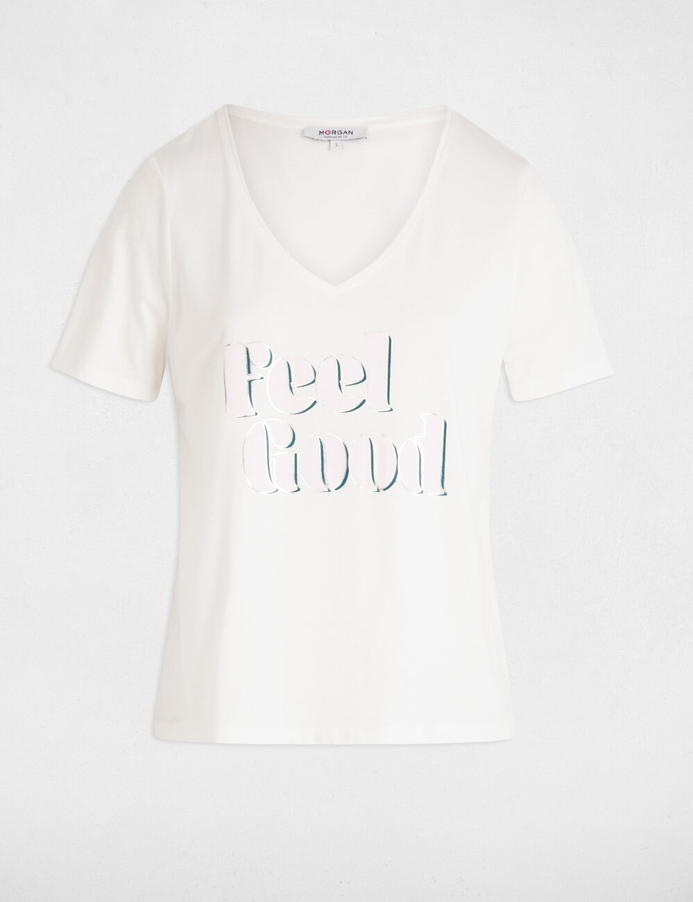 T-shirt met opschrift helder wit vrouw