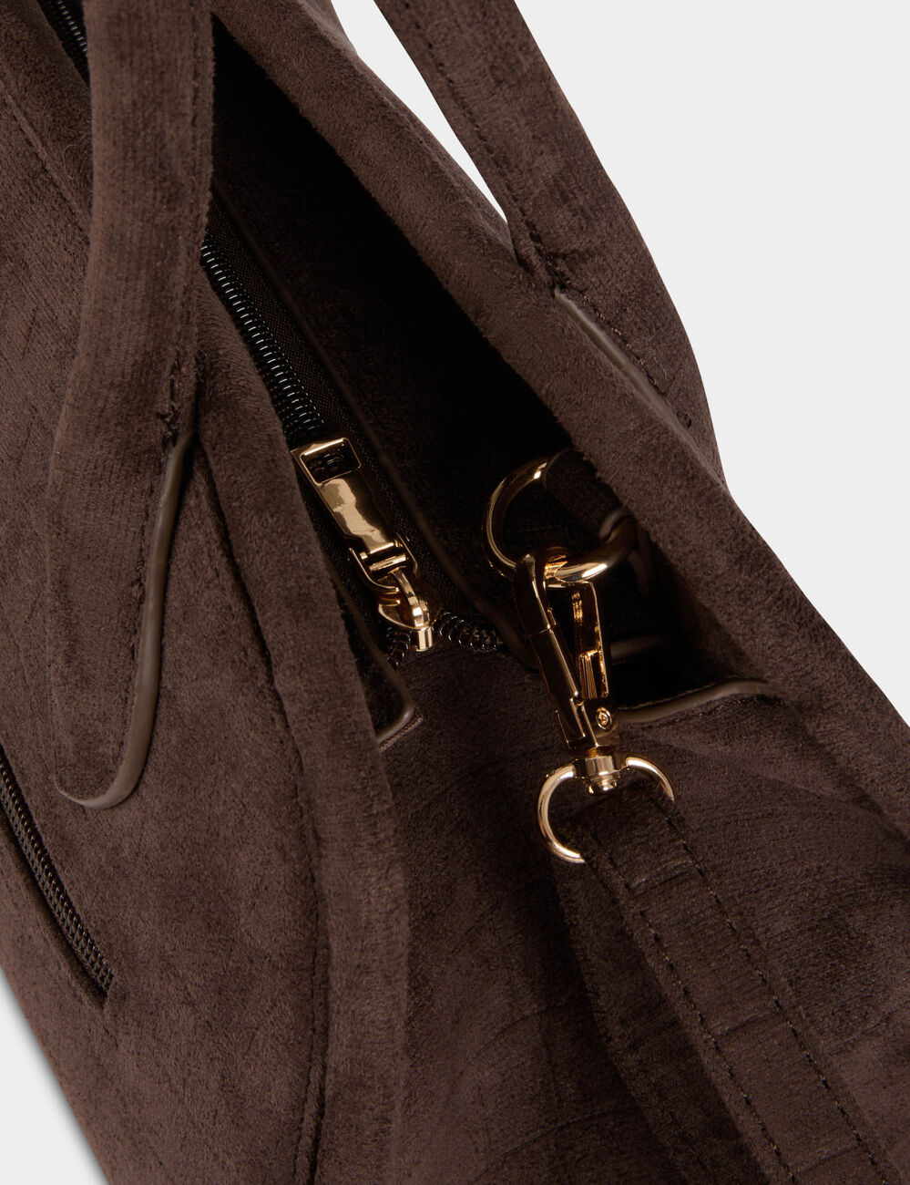 Sac su&eacute;dine aspect croco marron fonc&eacute; femme
