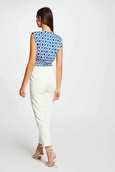 T-shirt met geometrische print bleu electrique vrouw