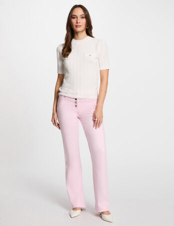 Bootcut broek met knoopsluiting pastelroze vrouw