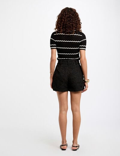 Hoge taille kanten short zwart vrouw
