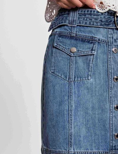 Korte jeansrok stone washed denim vrouw