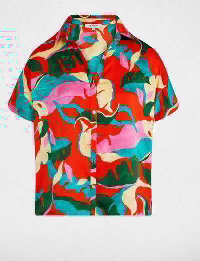 Chemise manches courtes multicolore femme