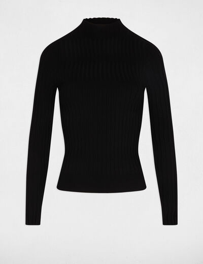 Pull col montant noir femme