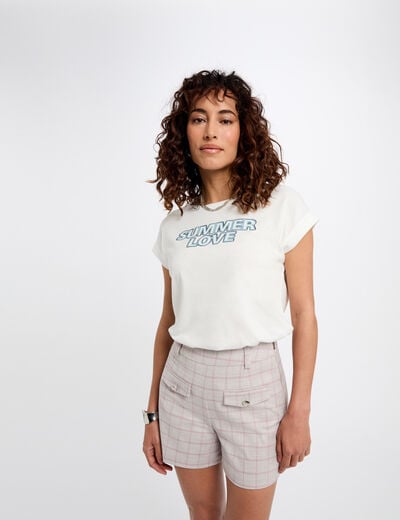 T-shirt met opschrift helder wit vrouw