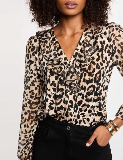 T-shirt voile col v multicolore femme