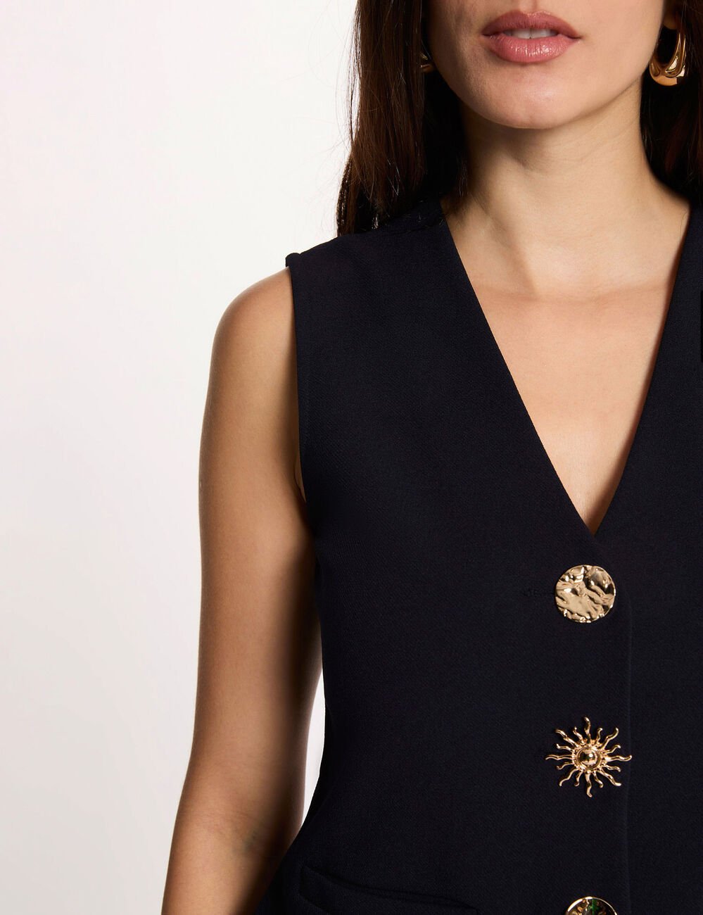 Mouwloos vest met V-hals marineblauw vrouw