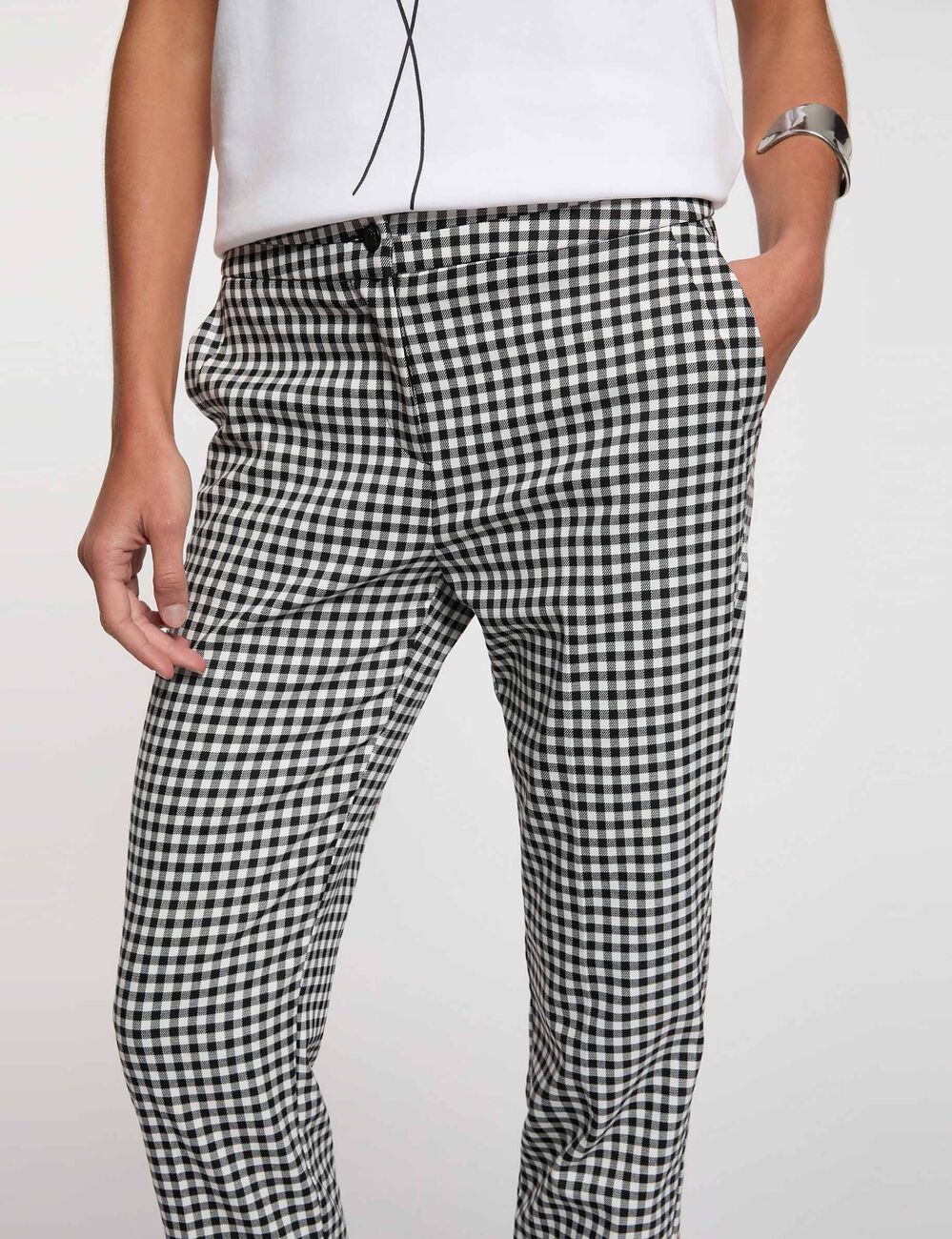 Pantalon slim 7/8 noir femme