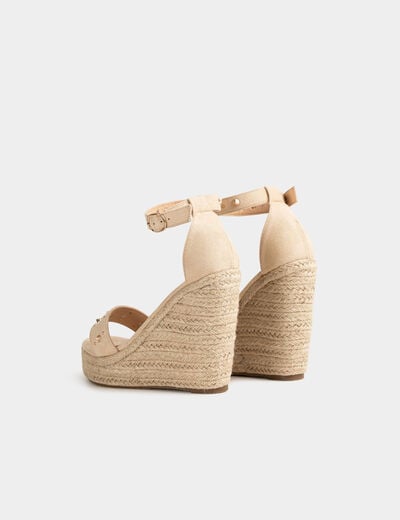 Sandales compensées avec clous beige femme