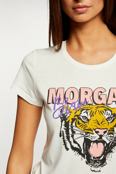 T-shirt à manches courtes ecru femme
