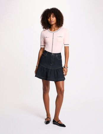 Jupe courte &eacute;vas&eacute;e bleu femme