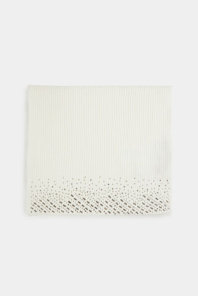 Écharpe tricotée avec strass beige femme