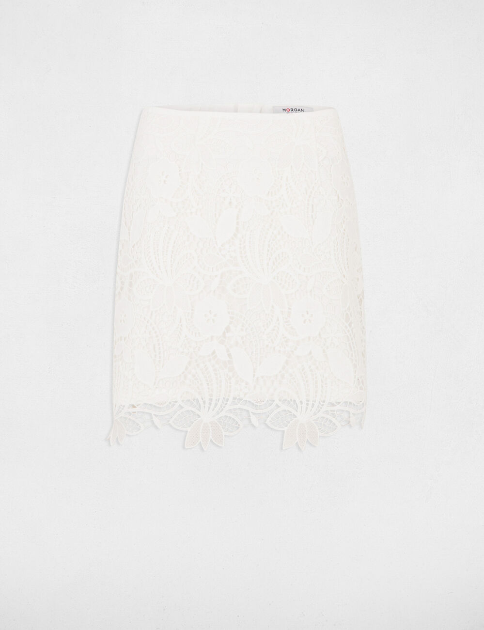 Jupe courte dentelle blanc femme