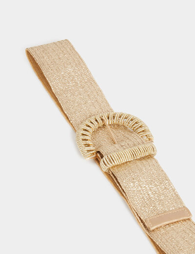 Ceinture élastiquée métallisée sable femme
