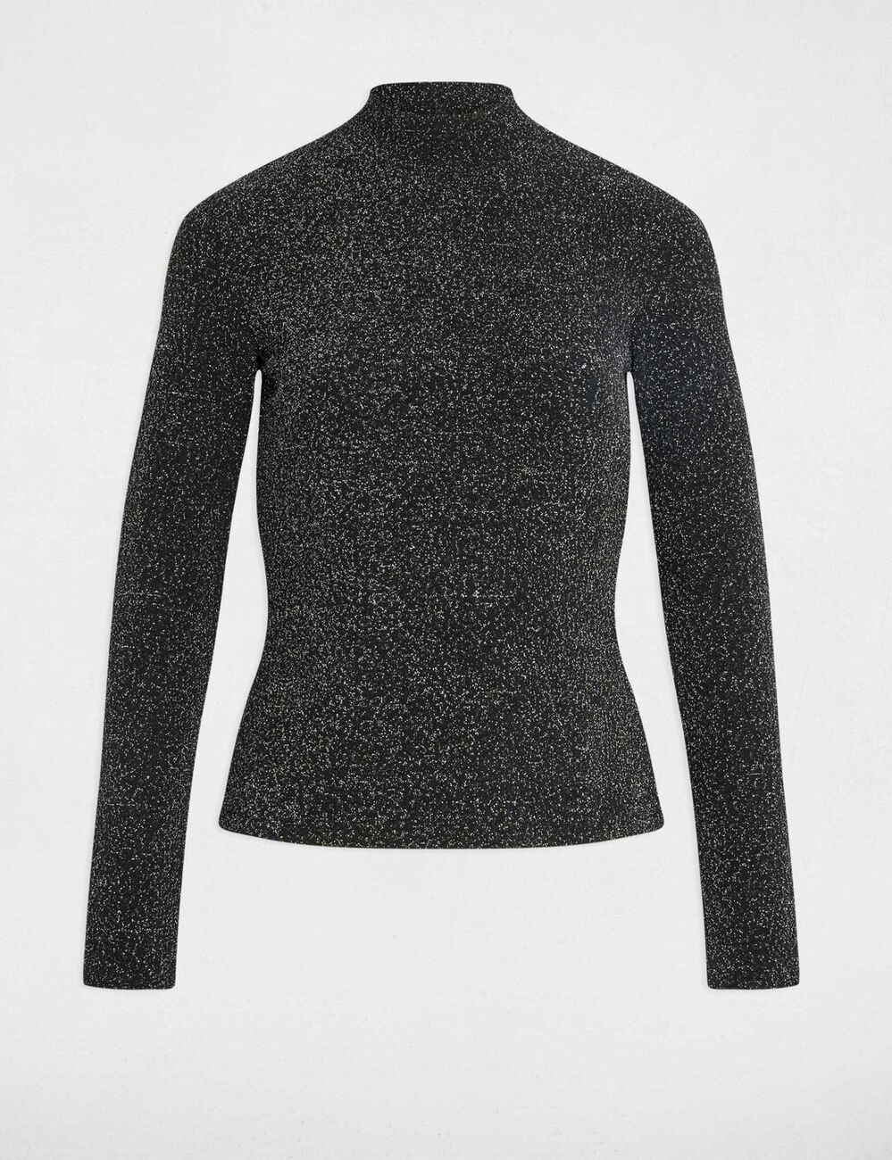 Kort T-shirt met opstaande kraag couleur argent vrouw