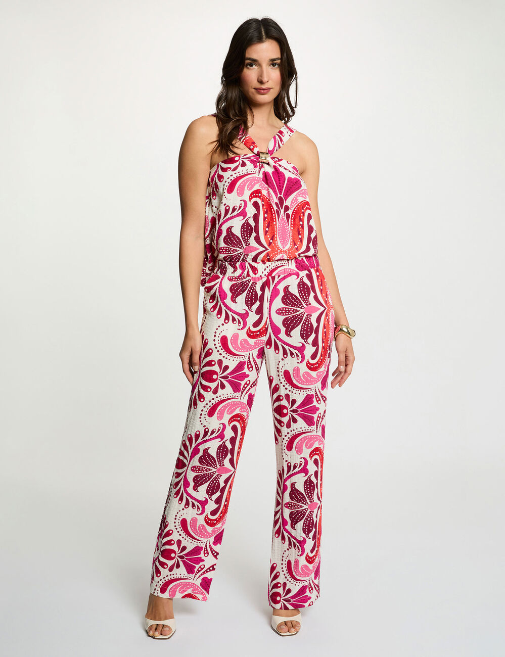 Soepel vallende rechte broek meerkleurig vrouw