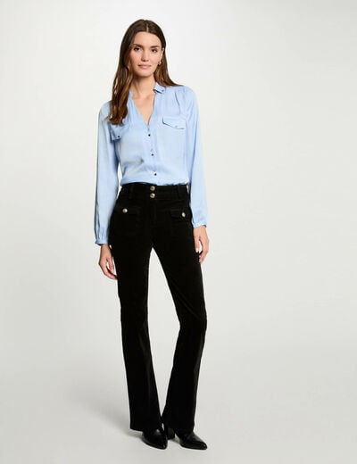 Broek van corduroy zwart vrouw