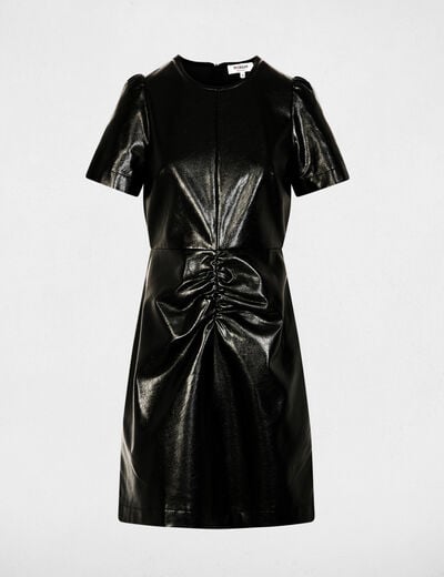 Robe courte similicuir noir femme