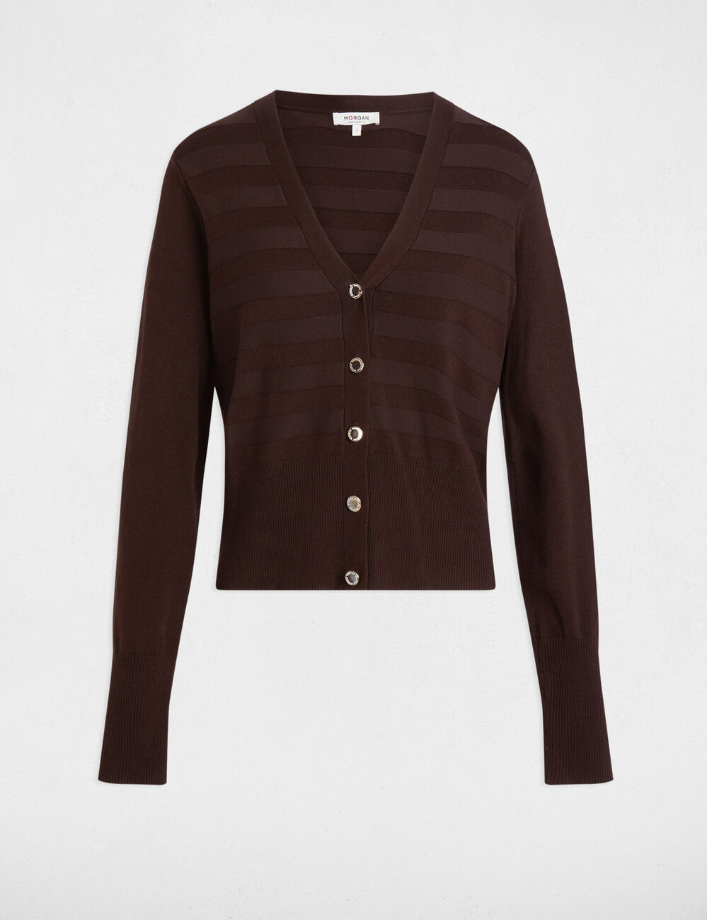 Gilet manches longues marron fonc&eacute; femme