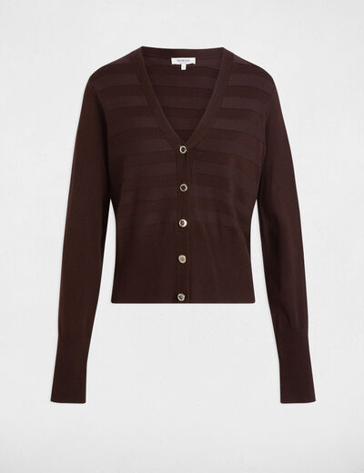 Gilet manches longues marron fonc&eacute; femme