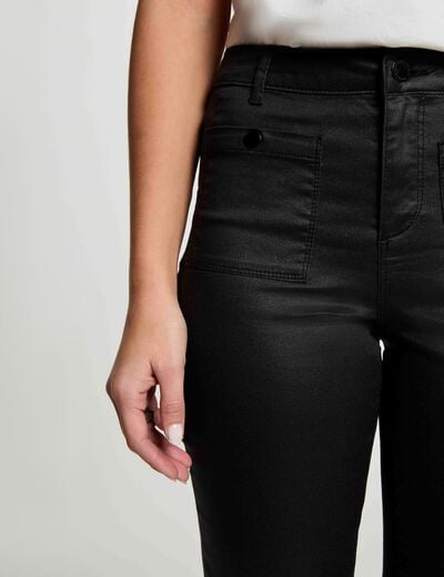 Bootcut broek met coating zwart vrouw