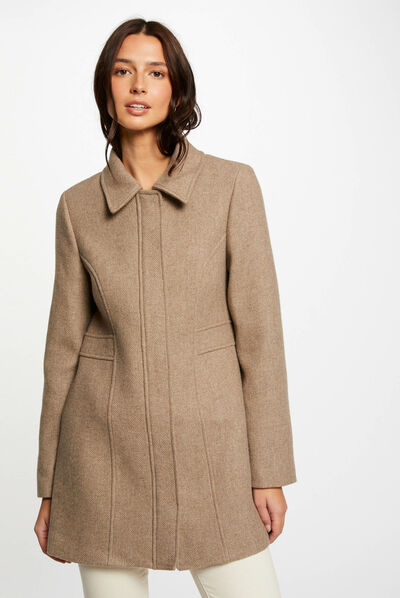 Manteau cintré zippé beige femme