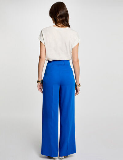 Pantalon flare fluide bleu electrique femme