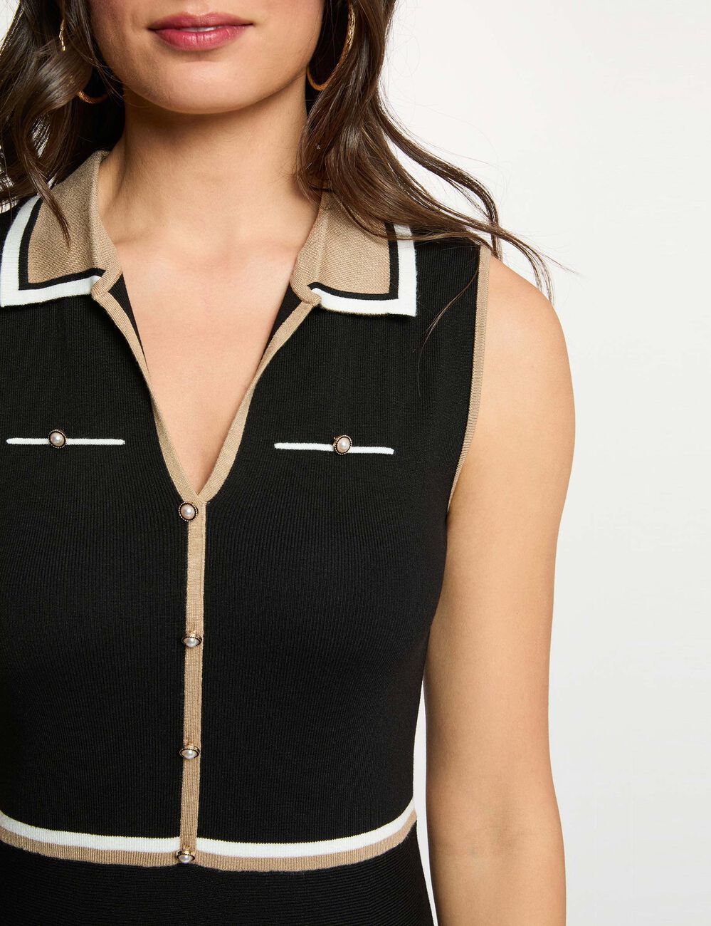 Robe courte col &agrave; revers noir femme