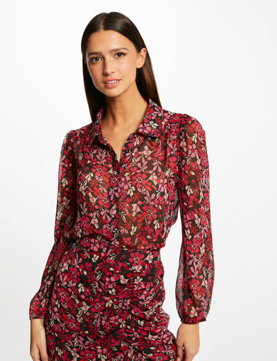 Shirt met lange mouwen en bloemenprint meerkleurig vrouw