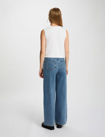 Mouwloos vest met V-hals helder wit vrouw