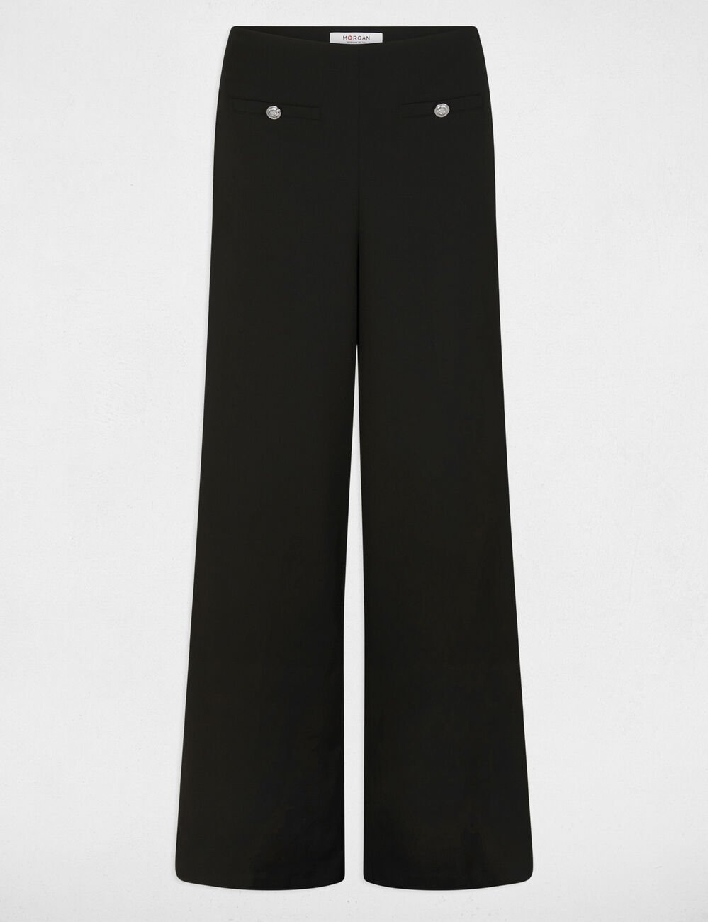 Hoge taille brede broek zwart vrouw