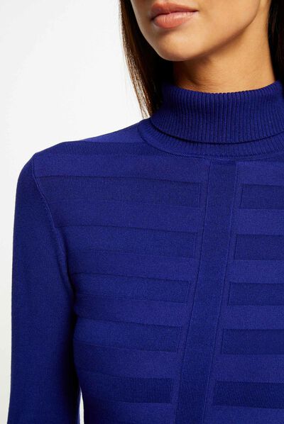Trui met lange mouwen en rolkraag blauw medium vrouw