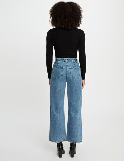 Pull col roul&eacute; noir femme