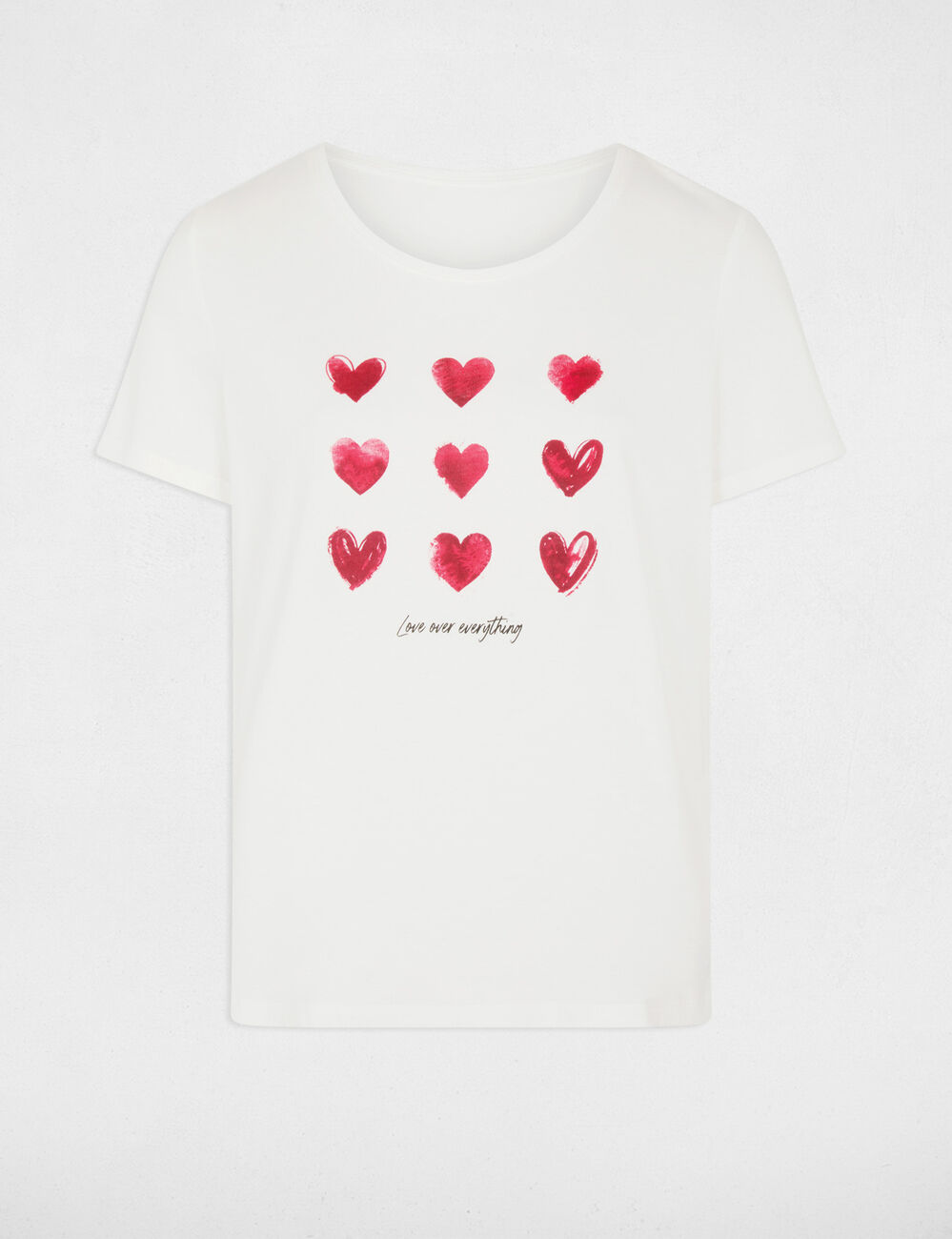 T-shirt met V-hals korte mouwen helder wit vrouw
