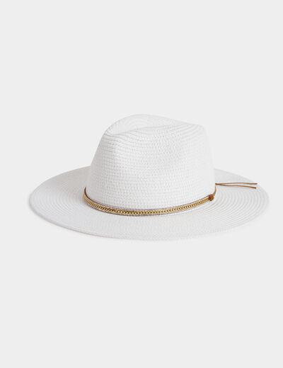 Chapeau de soleil tressé blanc femme