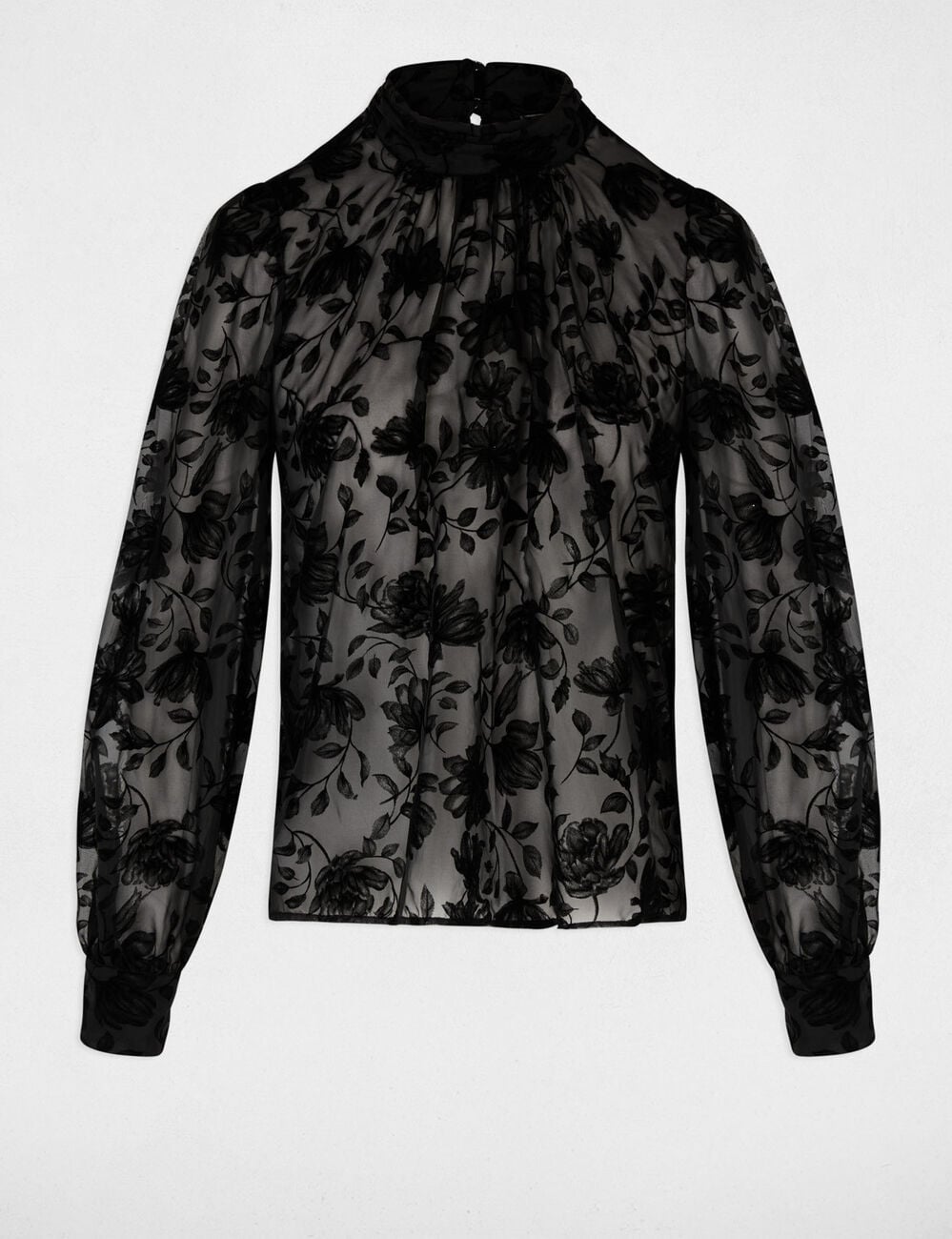 Chemise col lavalli&egrave;re noir femme