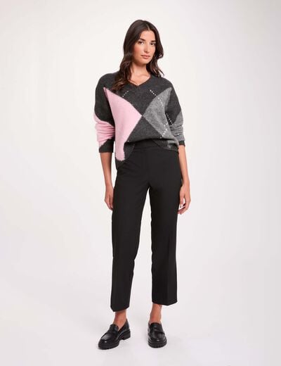 Pantalon cigarette slim noir femme