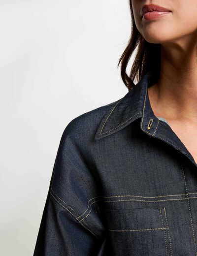 Veste jean cropped denim brut femme