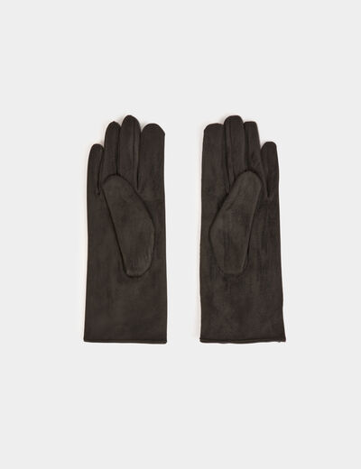 Gants su&eacute;dine boutons noir femme