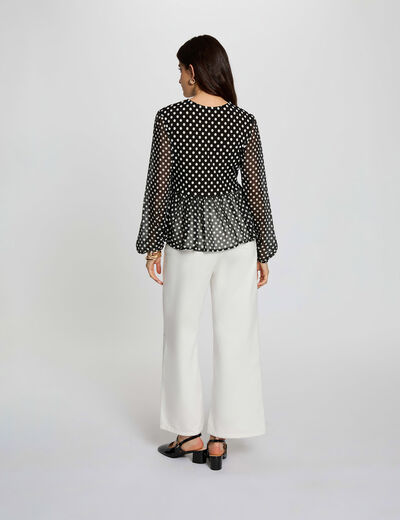 T-shirt voile col rond noir femme