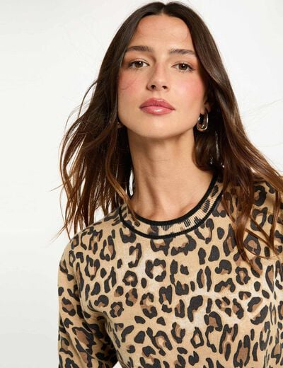 Pull ajusté imprimé sable femme