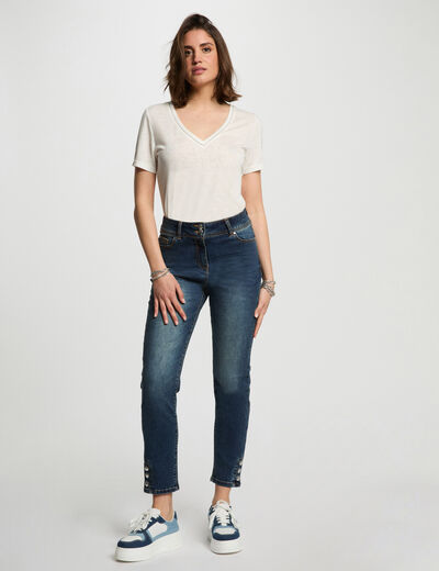 Jeans slim 7/8ème denim stone femme