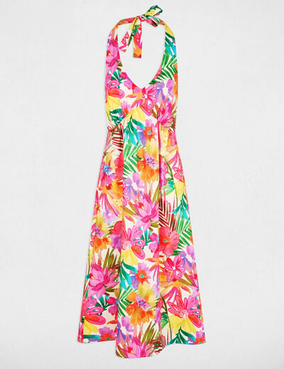 Robe col b&eacute;nitier multicolore femme