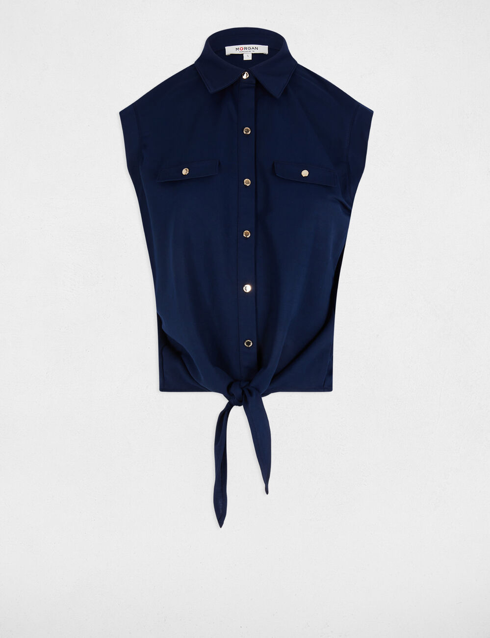 Mouwloze blouse bleu pétrole vrouw