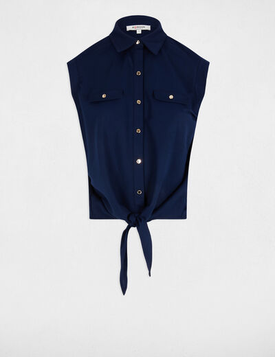 Mouwloze blouse bleu pétrole vrouw