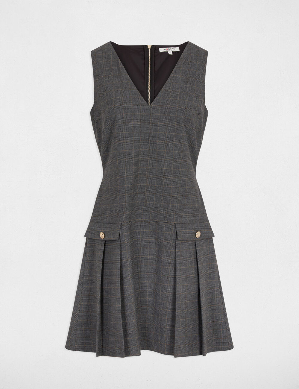 Robe chasuble ajustée gris moyen femme